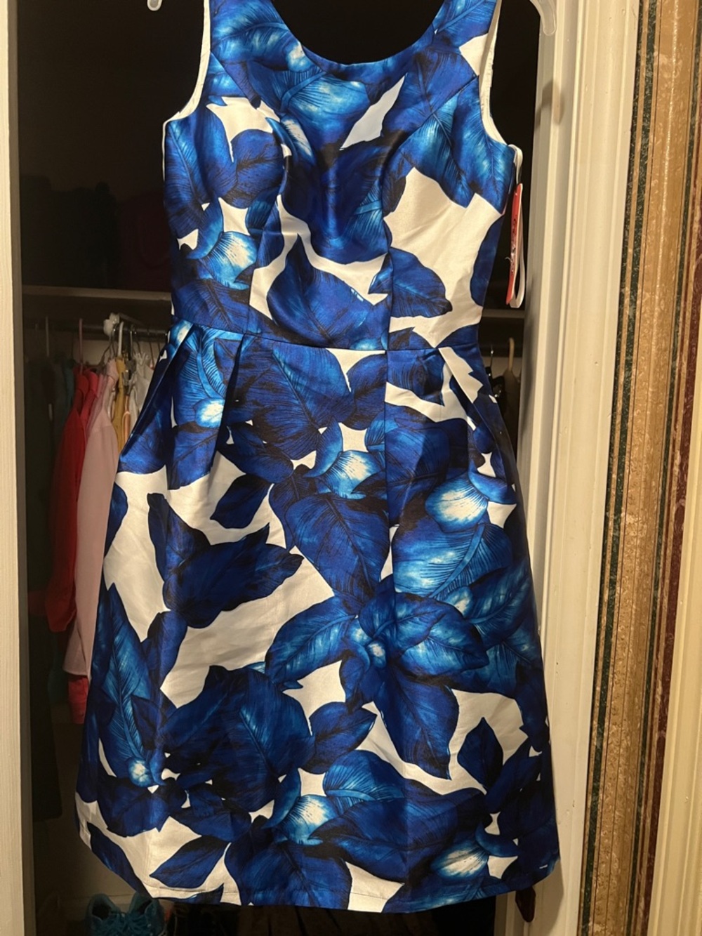 Chi Chi London Blue & White Floral Fit-and-Flare Mini Dress